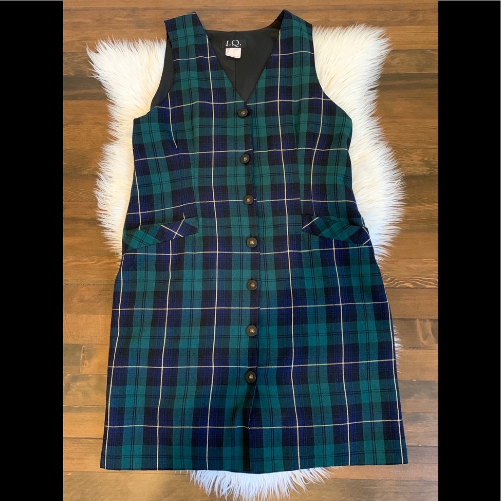 Vintage tartan button up dress
